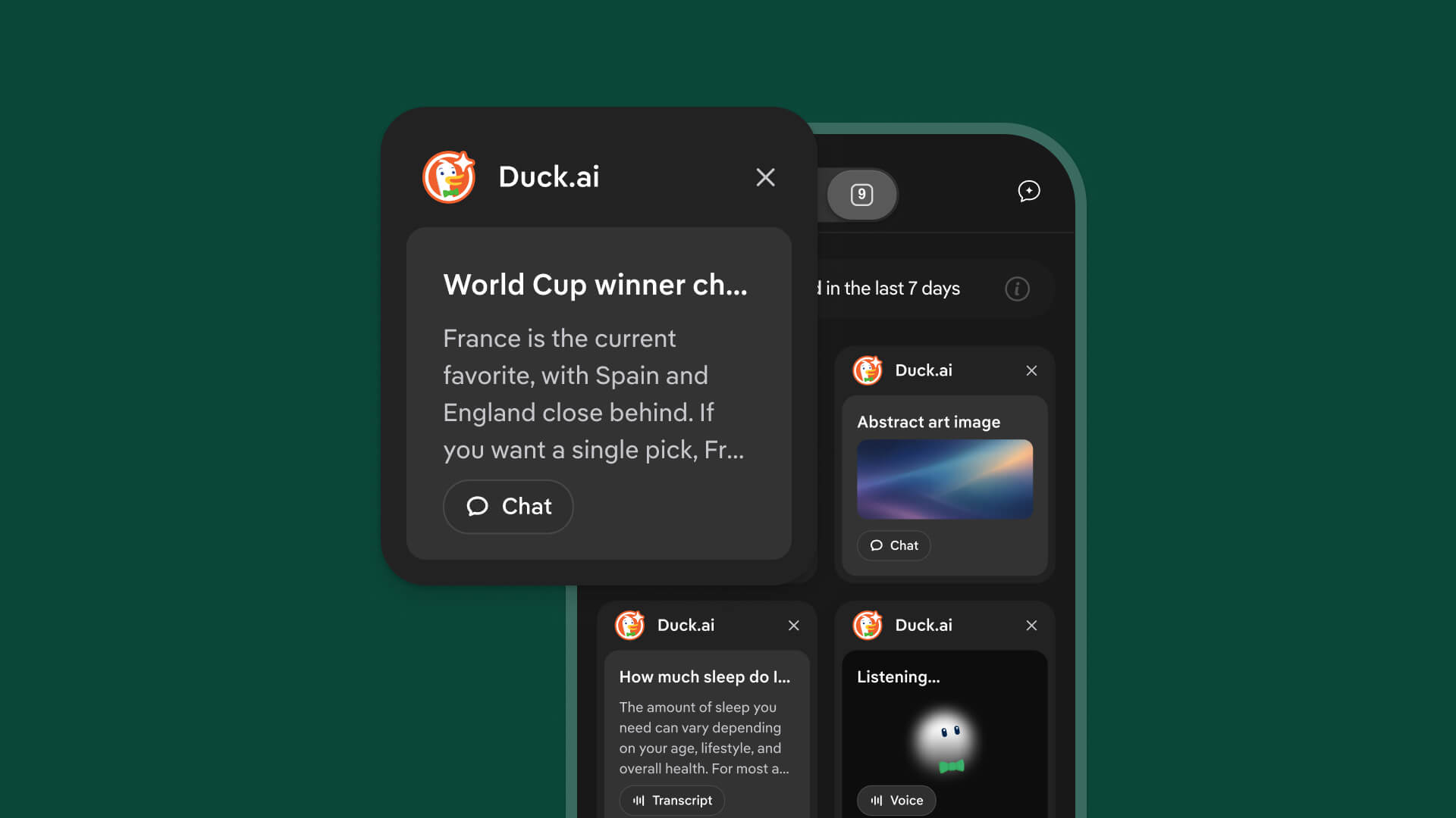 Preview Duck.ai Chats in Tab Manager